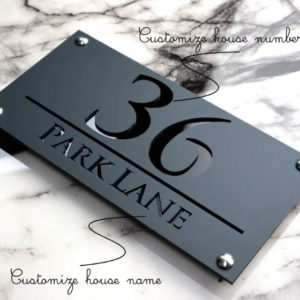 Black And Gray Acrylic House Name Plate