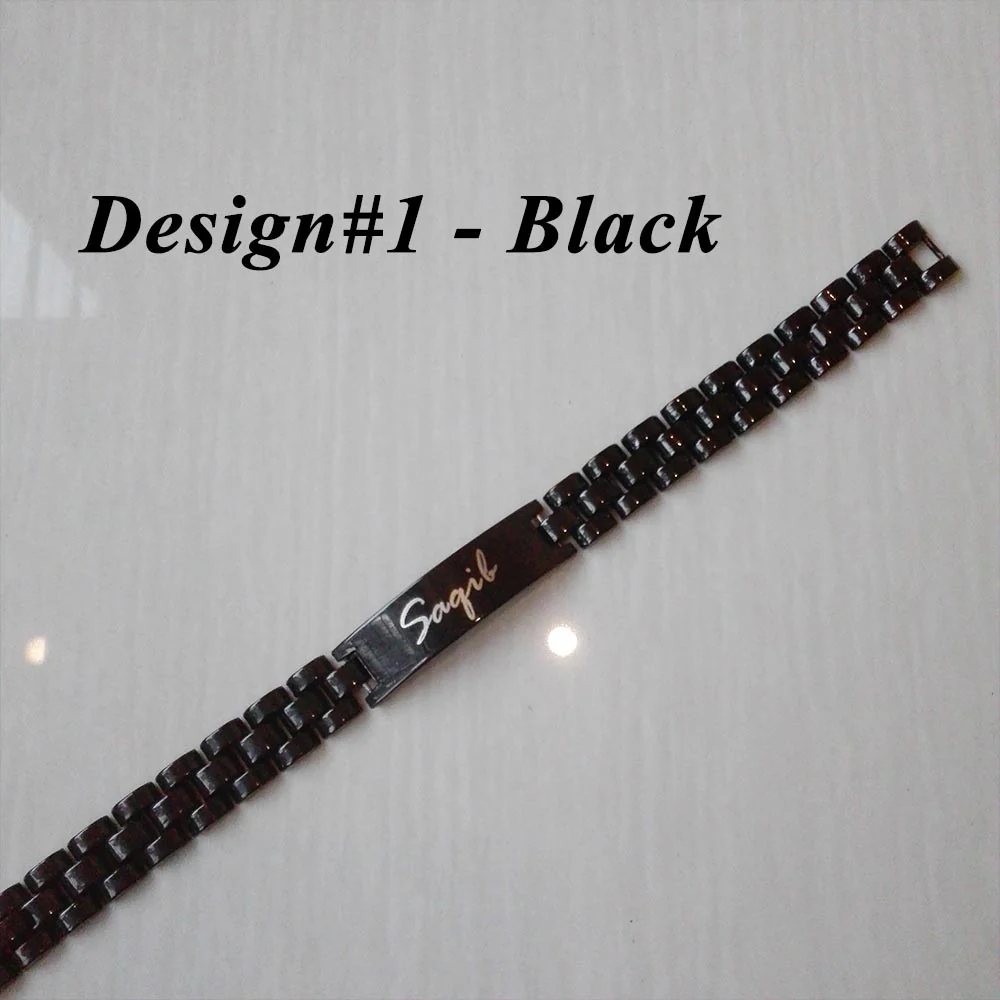 Name Engraved Bracelet - Black