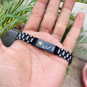 Design Your Own Name Engraved Good Quality Rolex Bracelet - Black