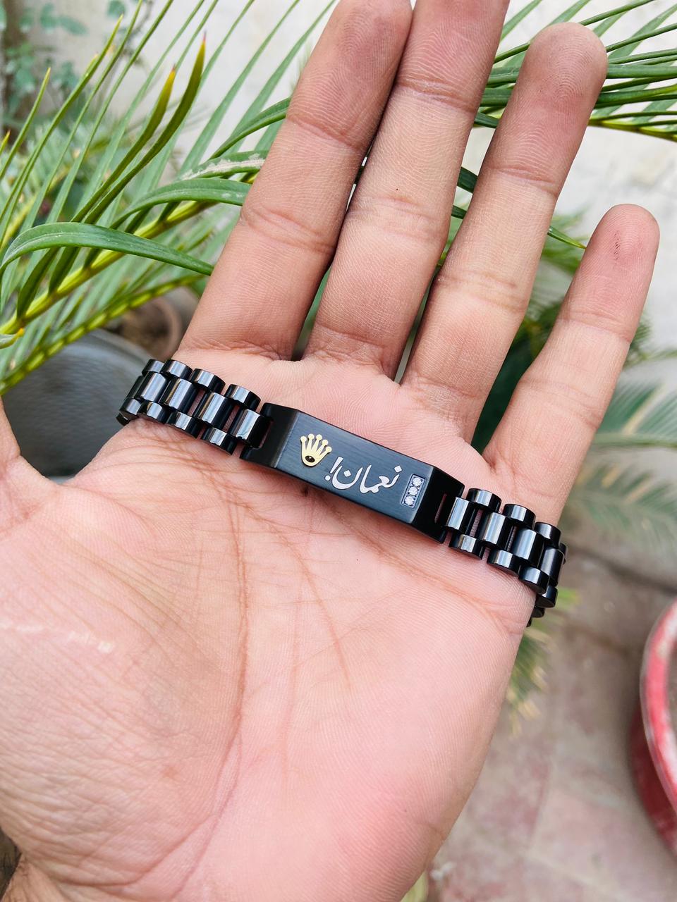 Design Your Own Name Engraved Good Quality Rolex Bracelet - Black Design Your Own Name Engraved Good Quality Rolex Bracelet - Black