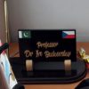 Customized Pen Holder Table Name Plate Wooden - With Gold Pen
