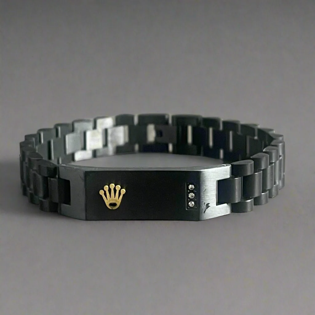 Design Your Own Name Engraved Good Quality Rolex Bracelet - Black